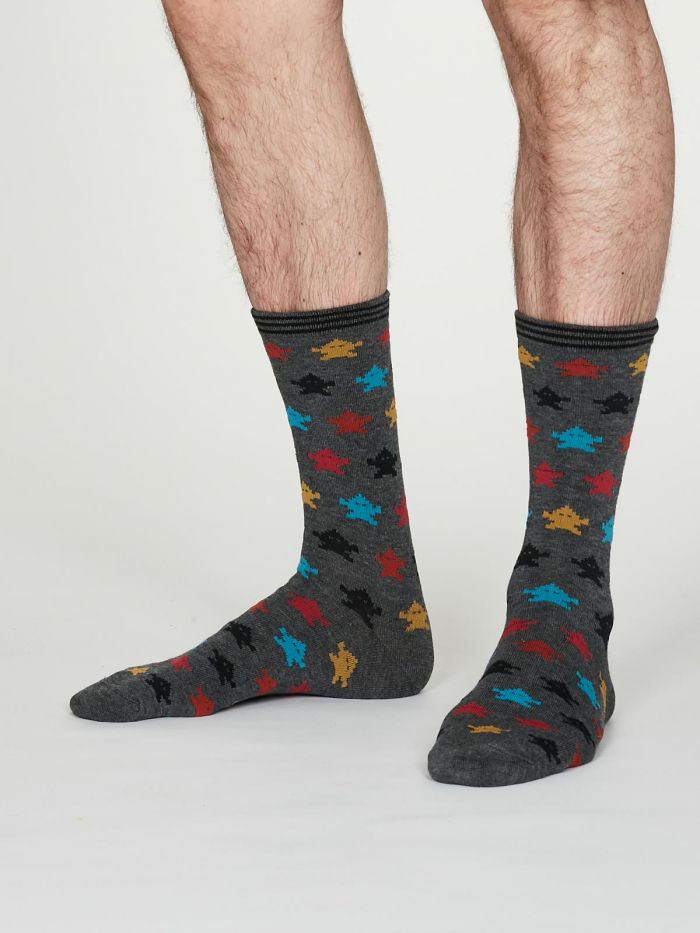 THOUGHT 2Pk Retro Arcade Bamboo Socks in a Bag -Mens 7-11