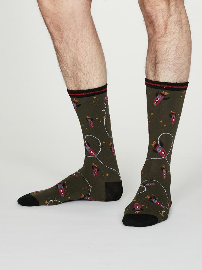 THOUGHT 1Pk Cosmos Rocket Space Bamboo Socks-Mens 7-11