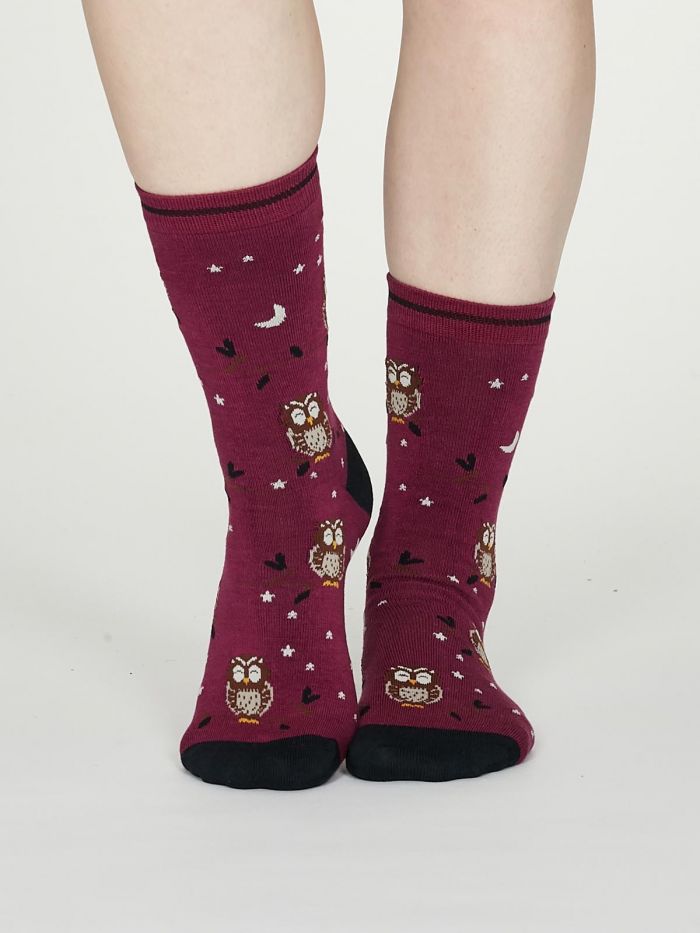 THOUGHT 1Pk Night Owl Bamboo Socks-Womens